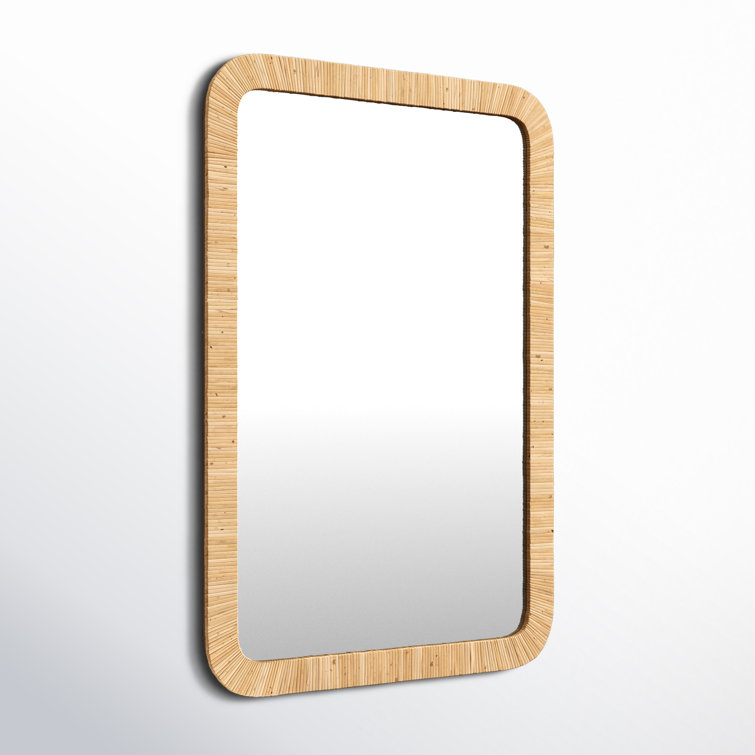 Rectangular Accent Wall Mirror Natural online Rattan Wrapped Frame (E5)